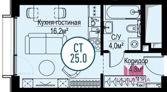 Продажа квартиры-студии 25 м², 14/30 этаж