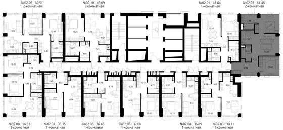 Продажа 2-комнатной квартиры 61,5 м², 2/48 этаж