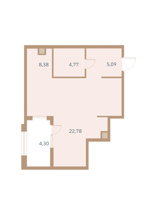 Продажа квартиры-студии 43,3 м², 3/12 этаж