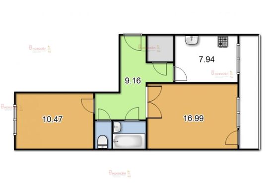 Продажа 2-комнатной квартиры 47,9 м², 9/10 этаж