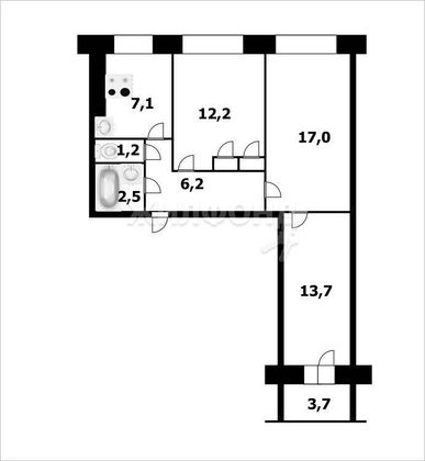 Продажа 3-комнатной квартиры 60,5 м², 1/9 этаж