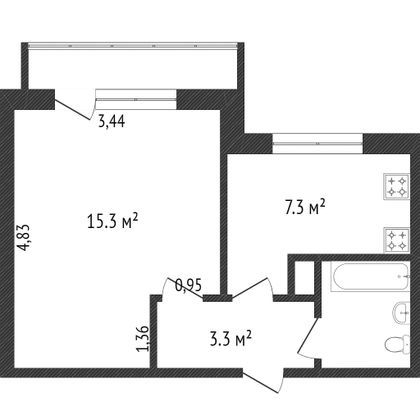 Продажа 1-комнатной квартиры 29,9 м², 3/10 этаж