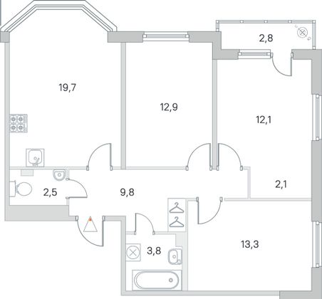 Продажа 3-комнатной квартиры 77,6 м², 2/5 этаж