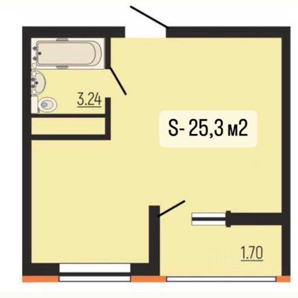 Продажа квартиры-студии 25,3 м², 16/23 этаж
