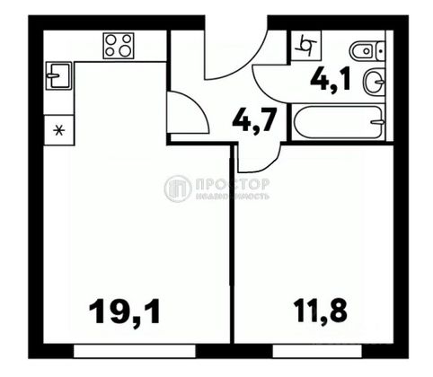 Продажа 2-комнатной квартиры 40,8 м², 2/35 этаж