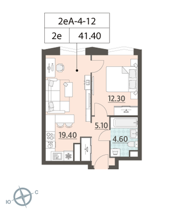 Продажа 1-комнатной квартиры 41,4 м², 12/16 этаж