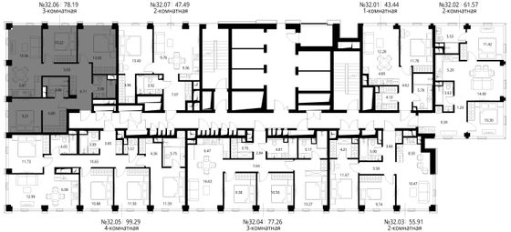 Продажа 3-комнатной квартиры 78,2 м², 32/48 этаж