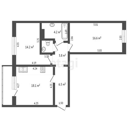 Продажа 2-комнатной квартиры 56 м², 1/10 этаж