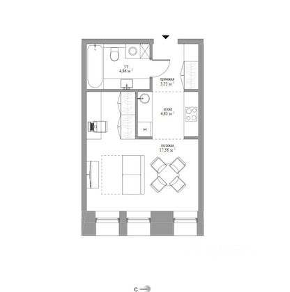Продажа квартиры-студии 31 м², 3/18 этаж