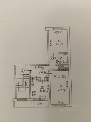 Продажа 2-комнатной квартиры 55 м², 3/3 этаж