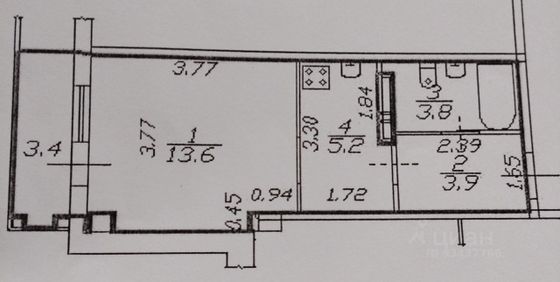 Продажа квартиры-студии 26,5 м², 5/6 этаж