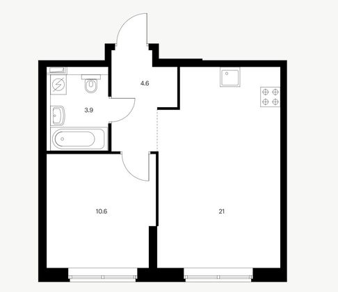 Продажа 1-комнатной квартиры 40,3 м², 7/14 этаж