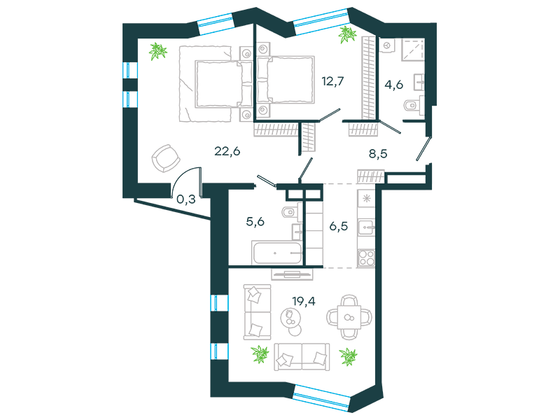 Продажа 3-комнатной квартиры 80,2 м², 15/24 этаж