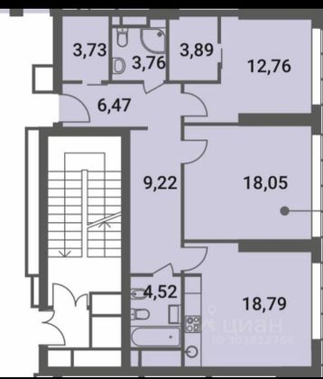 Продажа 3-комнатной квартиры 81,2 м², 5/51 этаж