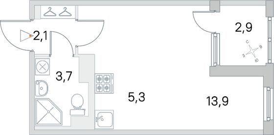 Продажа квартиры-студии 26,5 м², 3/5 этаж