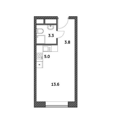 Продажа квартиры-студии 25,8 м², 16/19 этаж