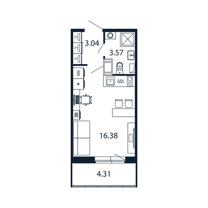 Продажа квартиры-студии 22,3 м², 12/12 этаж