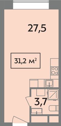 Продажа квартиры-студии 31,2 м², 9/14 этаж