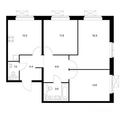 Продажа 3-комнатной квартиры 71,4 м², 20/24 этаж