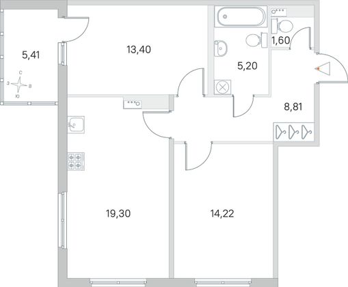 Продажа 2-комнатной квартиры 65,2 м², 2/4 этаж