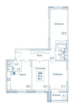 Продажа 3-комнатной квартиры 95,2 м², 3/26 этаж