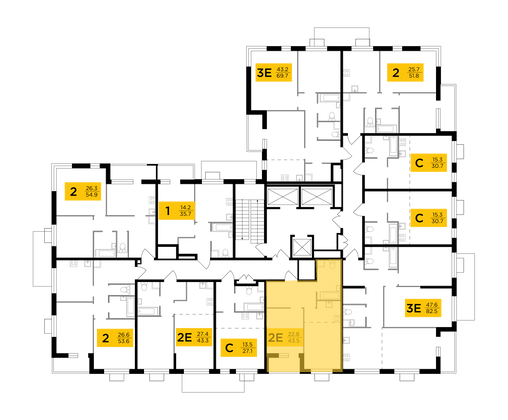 Продажа 2-комнатной квартиры 43,5 м², 2/24 этаж