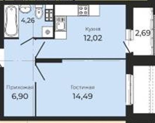 Продажа 1-комнатной квартиры 40,4 м², 9/25 этаж