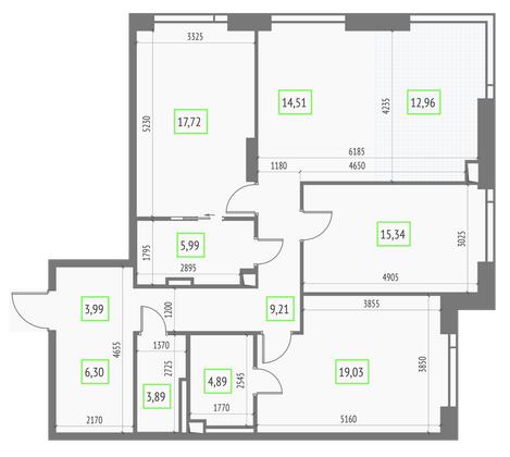 Продажа 3-комнатной квартиры 113,8 м², 6/57 этаж