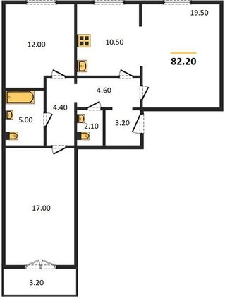 Продажа 3-комнатной квартиры 82,2 м², 4/4 этаж