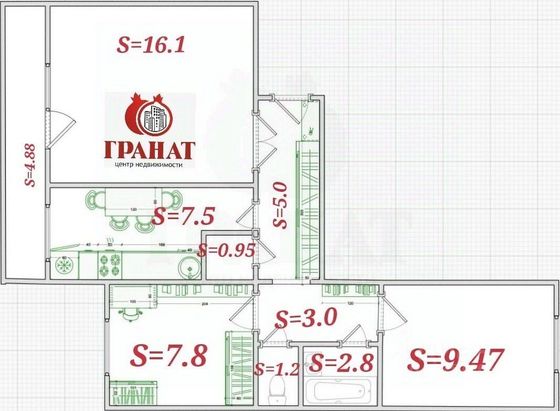 Продажа 3-комнатной квартиры 58,7 м², 5/10 этаж