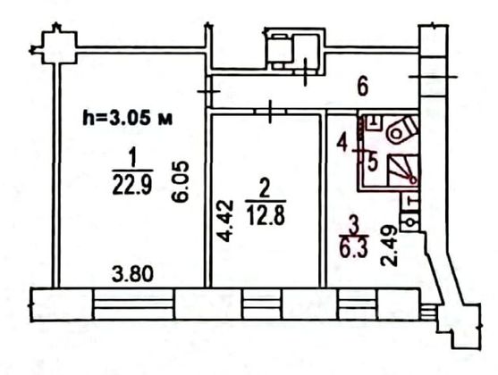 Продажа 2-комнатной квартиры 53,7 м², 2/4 этаж