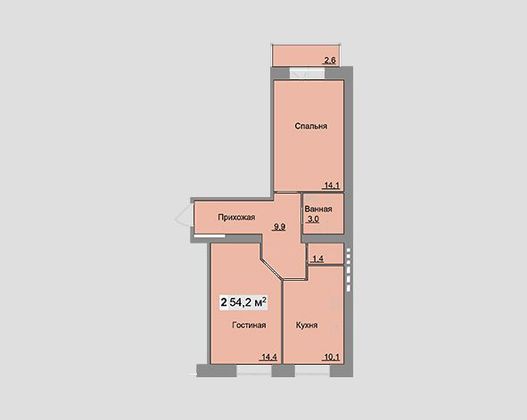 Продажа 2-комнатной квартиры 54,2 м², 2/3 этаж