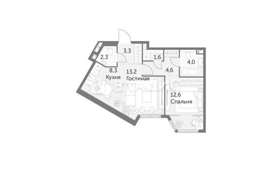 Продажа 2-комнатной квартиры 50 м², 35/45 этаж
