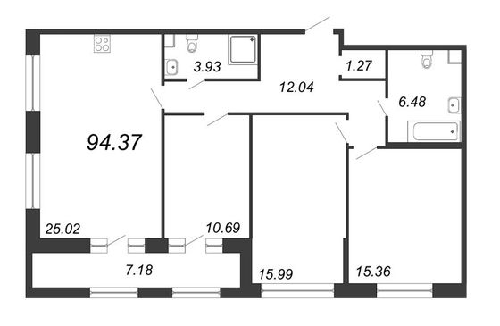 Продажа 4-комнатной квартиры 94,4 м², 2/12 этаж