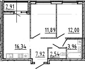 Продажа 2-комнатной квартиры 57,6 м², 3/18 этаж