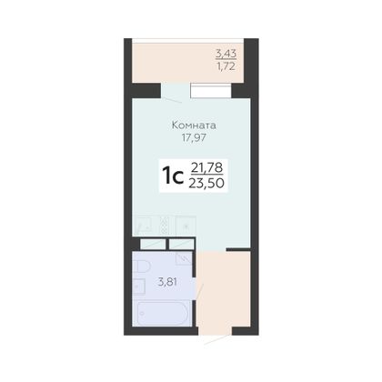 Продажа 1-комнатной квартиры 23,5 м², 2/24 этаж