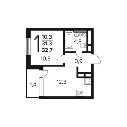 Продажа 1-комнатной квартиры 32,7 м², 5/11 этаж