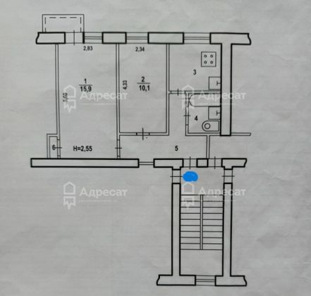 Продажа 2-комнатной квартиры 42,7 м², 4/4 этаж