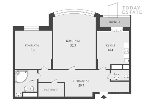 Продажа 2-комнатной квартиры 100,5 м², 18/32 этаж