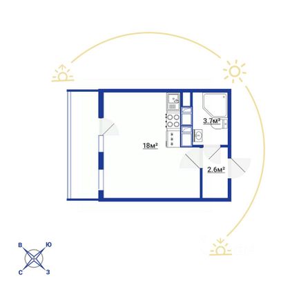 Продажа квартиры-студии 24,3 м², 3/11 этаж