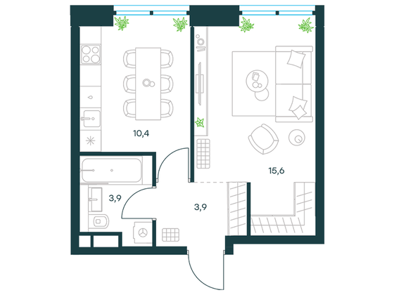 Продажа 1-комнатной квартиры 33,8 м², 16/33 этаж