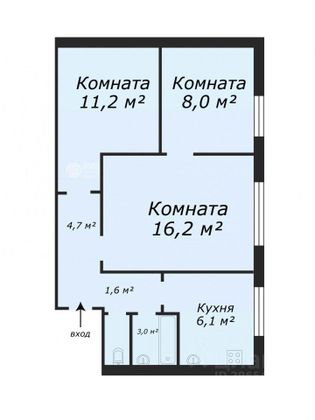 Продажа 3-комнатной квартиры 53 м², 9/9 этаж