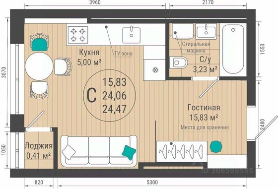 Продажа квартиры-студии 25 м², 14/26 этаж