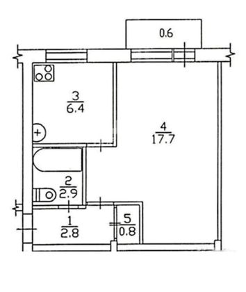 Продажа 1-комнатной квартиры 32,4 м², 5/5 этаж