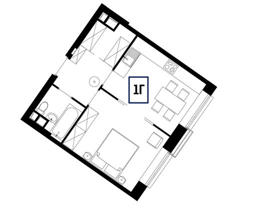 Продажа 1-комнатной квартиры 38,3 м², 5/58 этаж