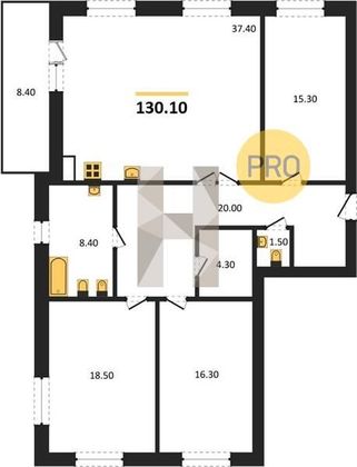 Продажа 3-комнатной квартиры 130,1 м², 2/4 этаж