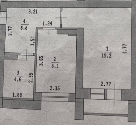 Продажа 1-комнатной квартиры 34,7 м², 3/3 этаж