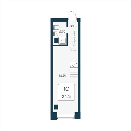 27,3 м², студия, 2/4 этаж