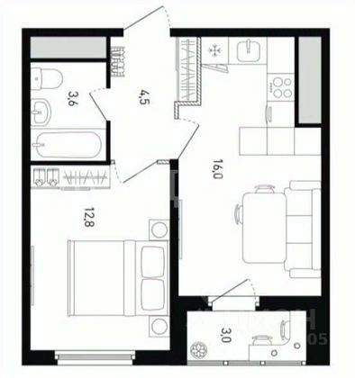 Продажа 1-комнатной квартиры 40 м², 8/10 этаж