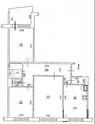 Продажа 3-комнатной квартиры 62,4 м², 3/9 этаж